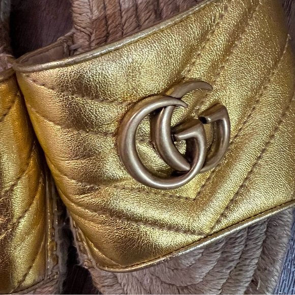 GUCCI interlocking G espadrille sandal gold metallic - Picture 12 of 14